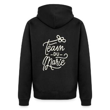Team des Bräutigams - Unisex Premium Bio Zip Hoodie - Schwarz - Hinten - Nico (187cm)