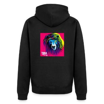 The Bär - Tier Porträt Pop Art Style - Unisex Premium Bio Zip Hoodie - Schwarz - Hinten - Nico (187cm)