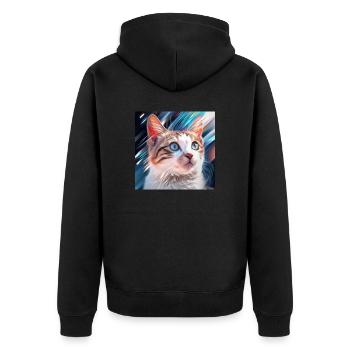 cute cat in art - Unisex Premium Bio Zip Hoodie - Schwarz - Hinten - Nico (187cm)