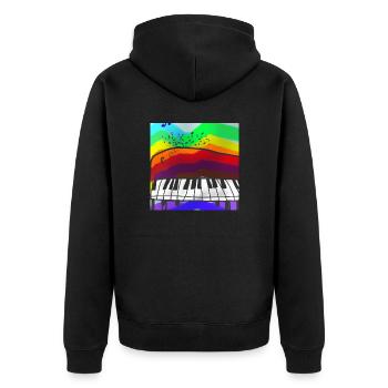 Piano auf Regenbogen - Musik - Unisex Premium Bio Zip Hoodie - Schwarz - Hinten - Nico (187cm)