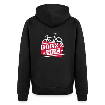 Born 2 Ride (bicycle) - Unisex Premium Organic Zip Hoodie - black - Back - Nico (187cm)