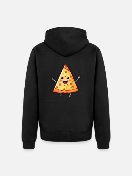 Dancing Salami Pizza - Kawaii Style - Unisex Premium Organic Zip Hoodie - black