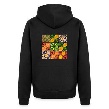 Tropical Fruits Mosaic - Unisex Premium Organic Zip Hoodie - black - Back - Nico (187cm)