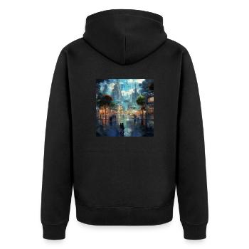 Utopia - Unisex Premium Bio Zip Hoodie - Schwarz - Hinten - Nico (187cm)