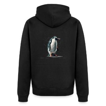 Pinguin - Unisex Premium Bio Zip Hoodie - Schwarz - Hinten - Nico (187cm)