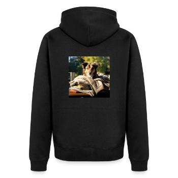 Dog lying outside - Unisex Premium Organic Zip Hoodie - black - Back - Nico (187cm)