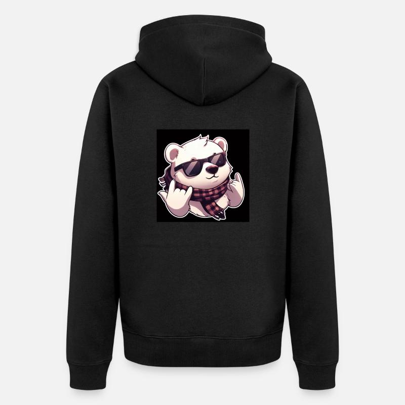 cool bär eisbär - Unisex Premium Bio Zip Hoodie - Schwarz
