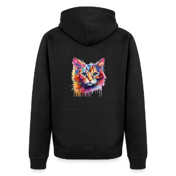 buntes Kätzchen - Unisex Premium Bio Zip Hoodie - Schwarz - Hinten - Nico (187cm)