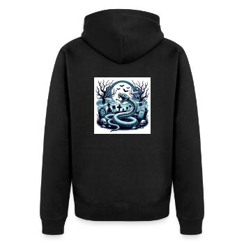 Schlange Friedhof Halloween - Unisex Premium Bio Zip Hoodie - Schwarz - Hinten - Nico (187cm)