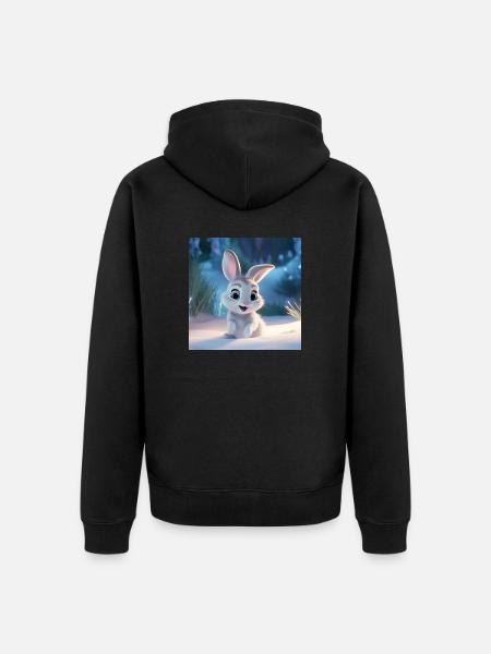 Cute bunny in winter time - Unisex Premium Organic Zip Hoodie - black