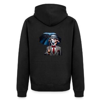 Dog with umbrella - Unisex Premium Organic Zip Hoodie - black - Back - Nico (187cm)
