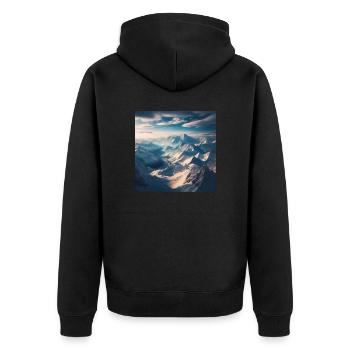 Mountains - Unisex Premium Organic Zip Hoodie - black - Back - Nico (187cm)