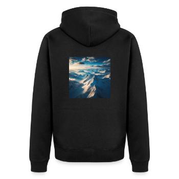 Paysage de montagne au-dessus des nuages - Veste à capuche bio Premium Unisexe - noir - Dos - Nico (187cm)