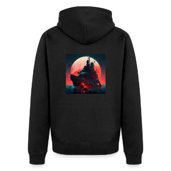 Battleship - Unisex Premium Organic Zip Hoodie - black - Back - Nico (187cm)