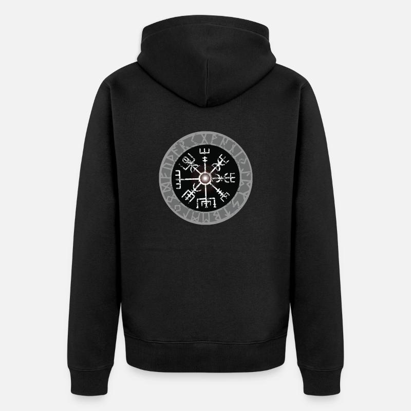 Boussole Viking blanche Valhalla Vegvisir - Veste à capuche bio Premium Unisexe - noir