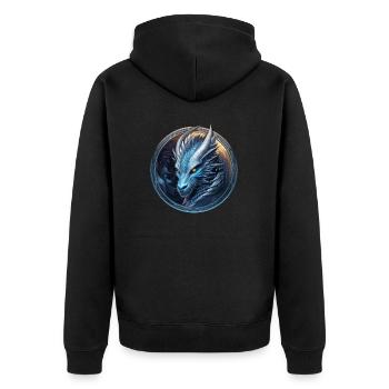 Power Animal Dragon Strength Protection Dragon Heart Magic - Unisex Premium Organic Zip Hoodie - black - Back - Nico (187cm)