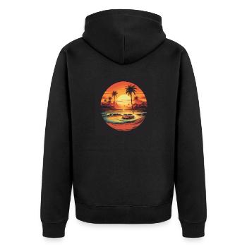 Vintage Surf Culture - Unisex Premium Bio Zip Hoodie - Schwarz - Hinten - Nico (187cm)