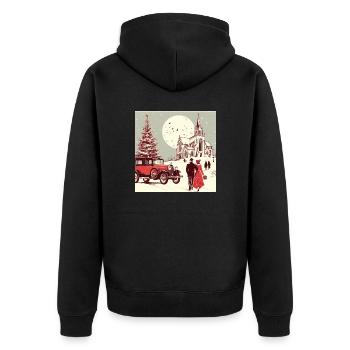 Church with fir tree in winter - Unisex Premium Organic Zip Hoodie - black - Back - Nico (187cm)