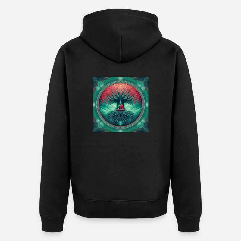 Bouddha sous un séquoia - Veste à capuche bio Premium Unisexe - noir
