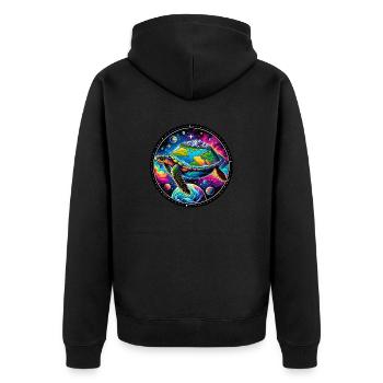 Terre plate - La vérité - Veste à capuche bio Premium Unisexe - noir - Dos - Nico (187cm)