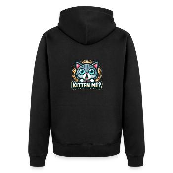 Are you kitten me? - Unisex Premium Bio Zip Hoodie - Schwarz - Hinten - Nico (187cm)