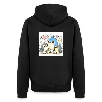 Süße Vogelfamilie - Unisex Premium Bio Zip Hoodie - Schwarz - Hinten - Nico (187cm)