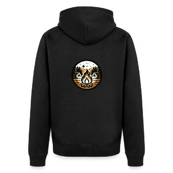 Lagerfeuer im Wald - Unisex Premium Bio Zip Hoodie - Schwarz - Hinten - Nico (187cm)
