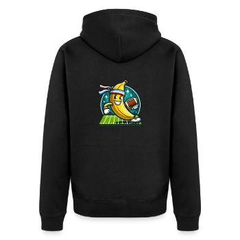 Football Banana - Unisex Premium Organic Zip Hoodie - black - Back - Nico (187cm)