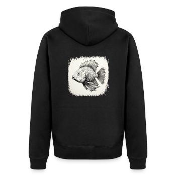 fish hook animation boat fishes present rod happy - Unisex Premium Bio Zip Hoodie - Schwarz - Hinten - Nico (187cm)