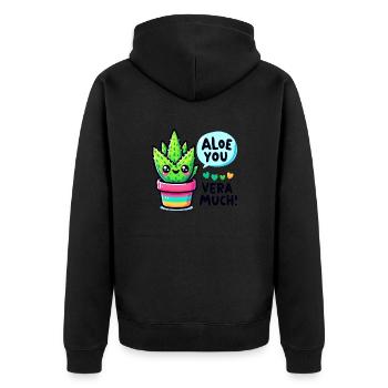 Aloe you vera much - Unisex Premium Bio Zip Hoodie - Schwarz - Hinten - Nico (187cm)