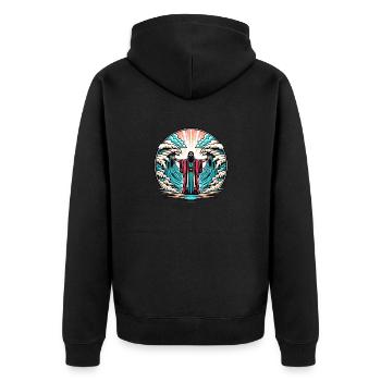 Moses divides the sea. - Unisex Premium Organic Zip Hoodie - black - Back - Nico (187cm)