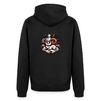 Widder - Unisex Premium Bio Zip Hoodie - Schwarz - Hinten - Nico (187cm)