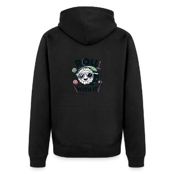Roll with it. - Unisex Premium Organic Zip Hoodie - black - Back - Nico (187cm)