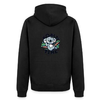 Koalty Time - Unisex Premium Bio Zip Hoodie - Schwarz - Hinten - Nico (187cm)