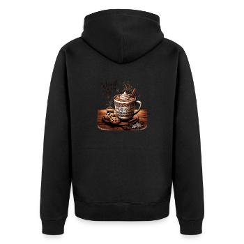 Warmth in every Sip - Unisex Premium Organic Zip Hoodie - black - Back - Nico (187cm)