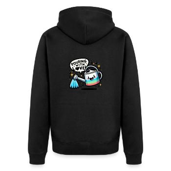 Pouring With Love - Unisex Premium Organic Zip Hoodie - black - Back - Nico (187cm)