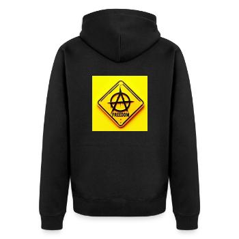 Ancap Anarchie - Unisex Premium Bio Zip Hoodie - Schwarz - Hinten - Nico (187cm)