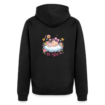 It`s a Girl - Unisex Premium Bio Zip Hoodie - Schwarz - Hinten - Nico (187cm)