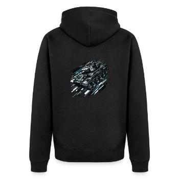 Vormarsch der gepanzerten Vorhut - Unisex Premium Bio Zip Hoodie - Schwarz - Hinten - Nico (187cm)