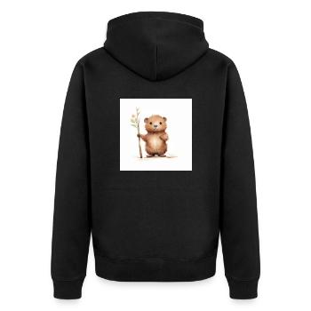 Clipart de Castor Mignon avec Bâton - Veste à capuche bio Premium Unisexe - noir - Dos - Nico (187cm)