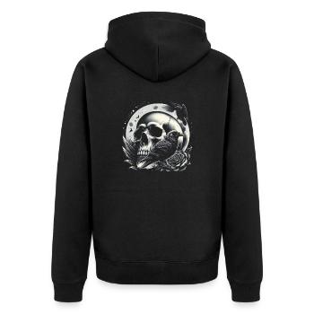 Himmlische Wächter - Unisex Premium Bio Zip Hoodie - Schwarz - Hinten - Nico (187cm)