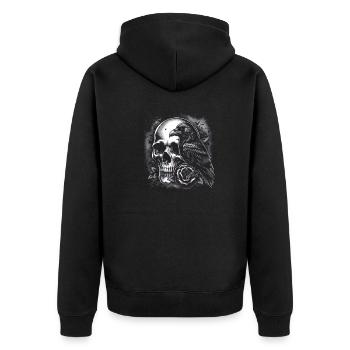 Schleier der Nacht - Unisex Premium Bio Zip Hoodie - Schwarz - Hinten - Nico (187cm)