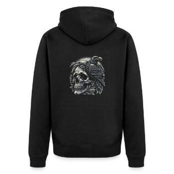 Wächter der Mitternacht - Unisex Premium Bio Zip Hoodie - Schwarz - Hinten - Nico (187cm)