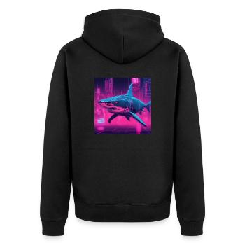 Hai - Unisex Premium Bio Zip Hoodie - Schwarz - Hinten - Nico (187cm)