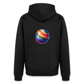 LGBTQ Planet - Unisex Premium Bio Zip Hoodie - Schwarz - Hinten - Nico (187cm)