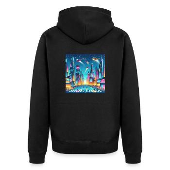 Next Time - Unisex Premium Bio Zip Hoodie - Schwarz - Hinten - Nico (187cm)