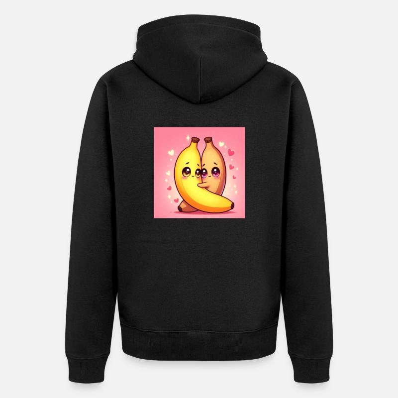 Ich liebe dich, Banane!! - Unisex Premium Bio Zip Hoodie - Schwarz