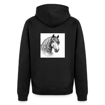 Portrait du cheval - Veste à capuche bio Premium Unisexe - noir - Dos - Nico (187cm)