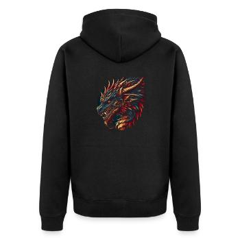 Flamme des Ruhms - Unisex Premium Bio Zip Hoodie - Schwarz - Hinten - Nico (187cm)