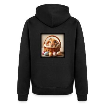 ein süßer hase in einem Korb - Unisex Premium Bio Zip Hoodie - Schwarz - Hinten - Nico (187cm)